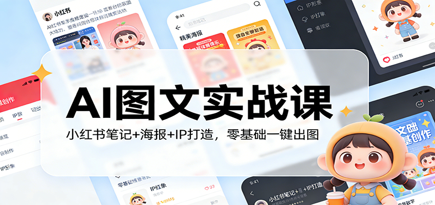 AI图文实战课:小红书笔记+海报+IP打造,零基础一键出图-钱途社