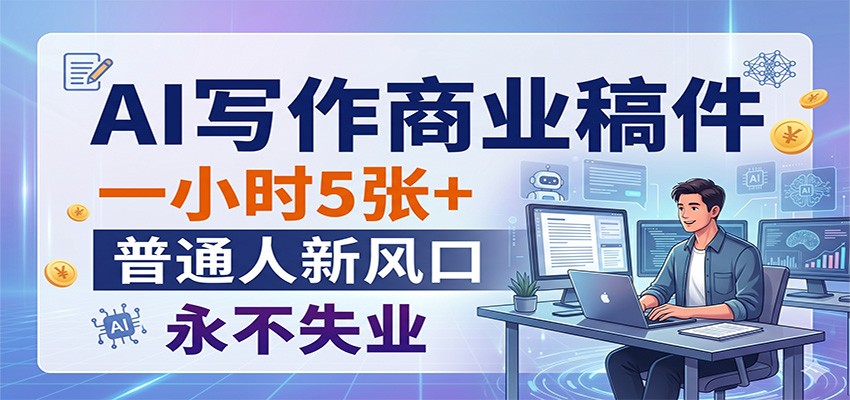 AI写作商业稿件，一小时5张+，普通人新风口，永不失业-钱途社