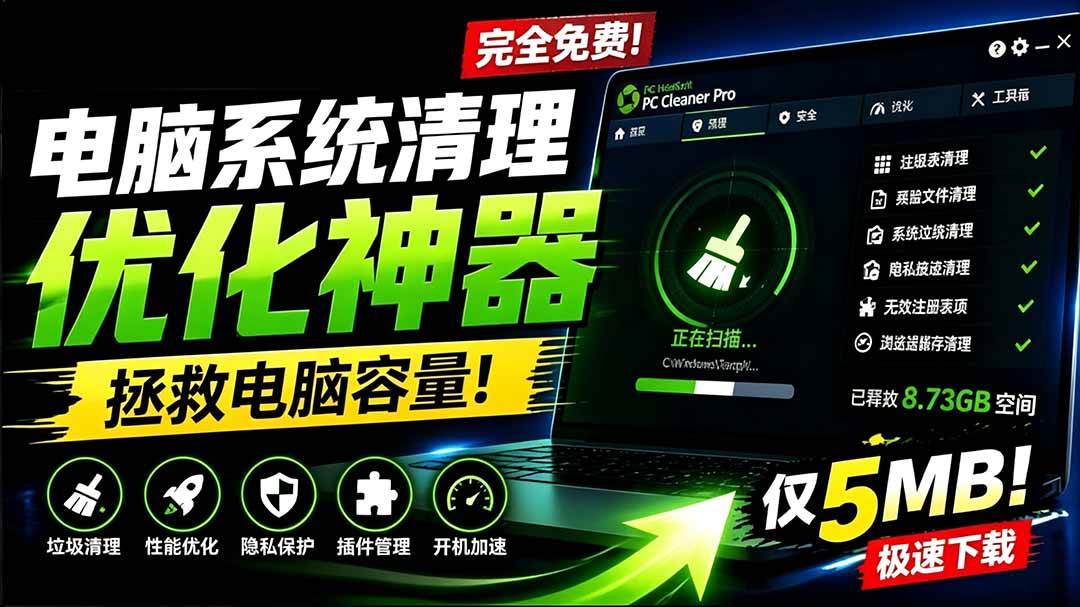 （19282期）轻松吊打Win系统自带工具！电脑清理优化神器，拯救电脑容量，仅5MB，完全免费使用 PC Cleaner Pro-钱途社