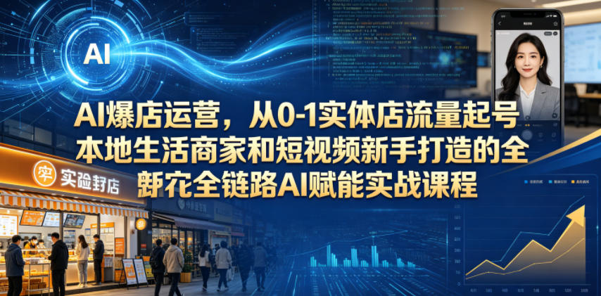 AI爆店运营，从0-1实体店流量起号，本地生活商家和短视频新手打造的全链路AI赋能实战课程-钱途社