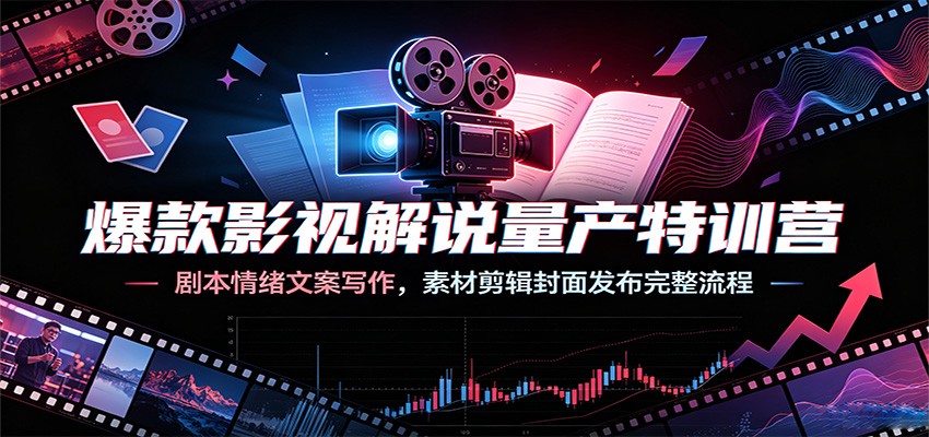 爆款影视解说量产特训营：剧本情绪文案写作，素材剪辑封面发布完整流程-钱途社
