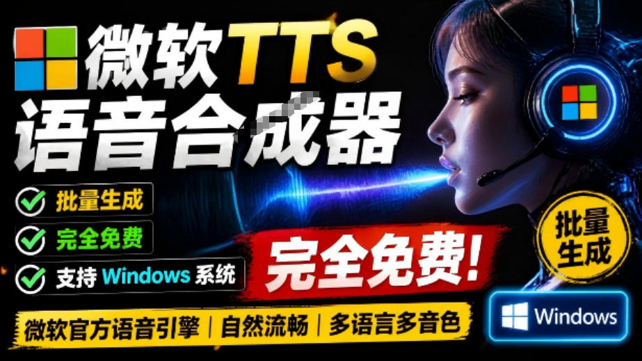 微软TTS免费语音配音生成器，完全免费，支持多语音、多音色选择，Windows系统专用TTS语音合成器-钱途社