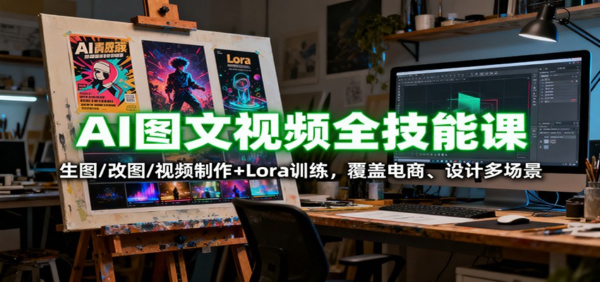 AI图文视频全技能课：生图/改图/视频制作+Lora训练，覆盖电商 、设计多场景-钱途社
