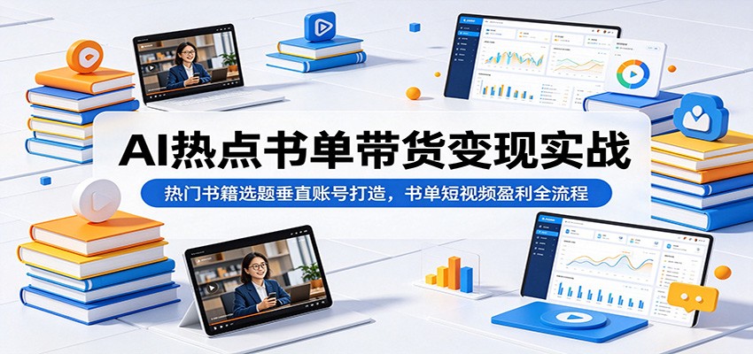 AI热点书单带货变现实战：热门书籍选题垂直账号打造，书单短视频盈利全流程-钱途社