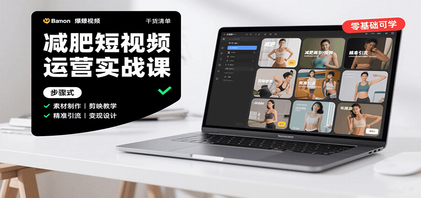 图片[1]-减肥短视频运营实战课：含素材制作、剪映教学，讲精准引流、变现设计与内容模板技巧-钱途社