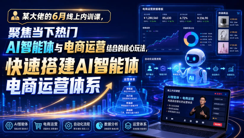 某大佬的6月线上内训课，聚焦当下热门AI智能体与电商运营结合的核心玩法，快速搭建AI智能体电商运营体系-钱途社