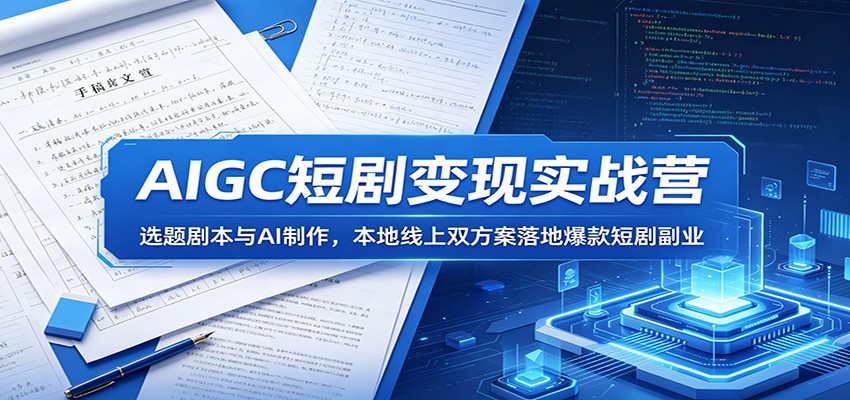 AIGC短剧变现实战营：选题剧本与AI制作，本地线上双方案落地爆款短剧副业-钱途社
