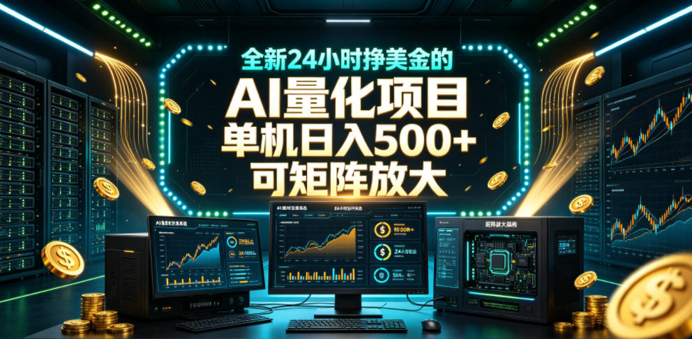 全新24小时挣美金的AI量化项目，单机日入500+，每天见收益，可矩阵放大【揭秘】-钱途社