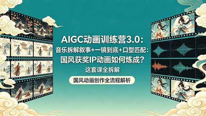 （18244期）AIGC动画训练营3.0：音乐拆解叙事+一镜到底+口型匹配：国风获奖IP动画如何炼成？这套课全拆解-钱途社