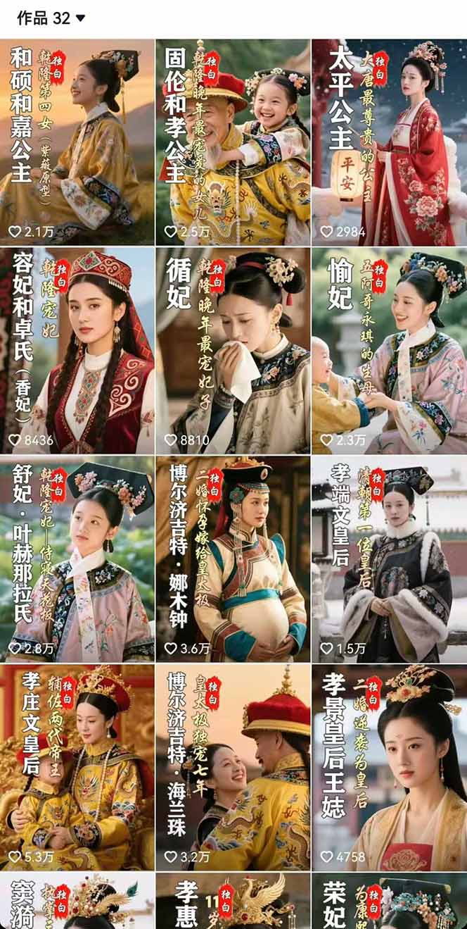 历史女性人物创作课：独白文案+AI克隆+蒙版剪辑，3个月涨粉22w+副业月入3w-钱途社