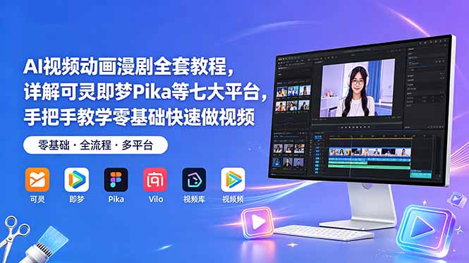 AI视频动画漫剧全套教程，详解可灵即梦Pika等七大平台，手把手教学零基础快速做视频-钱途社