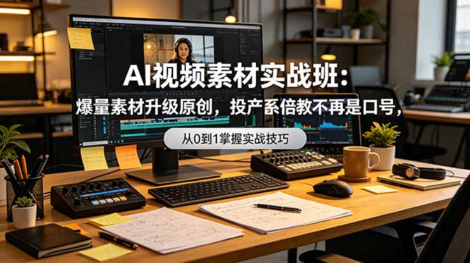 AI视频素材实战班：爆量素材升级原创，投产翻倍不再是口号，0-1系统教学实战落地-钱途社