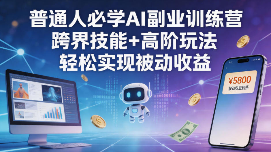 普通人必学AI副业训练营跨界技能+高阶玩法轻松实现被动收益-钱途社