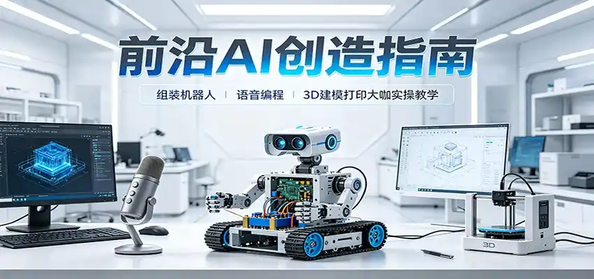 前沿AI创造指南：组装机器人、语音编程、3D建模打印大咖实操教学-钱途社