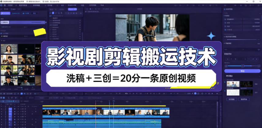 影视剧剪辑搬运技术，洗稿+三创=20分一条原创视频-钱途社