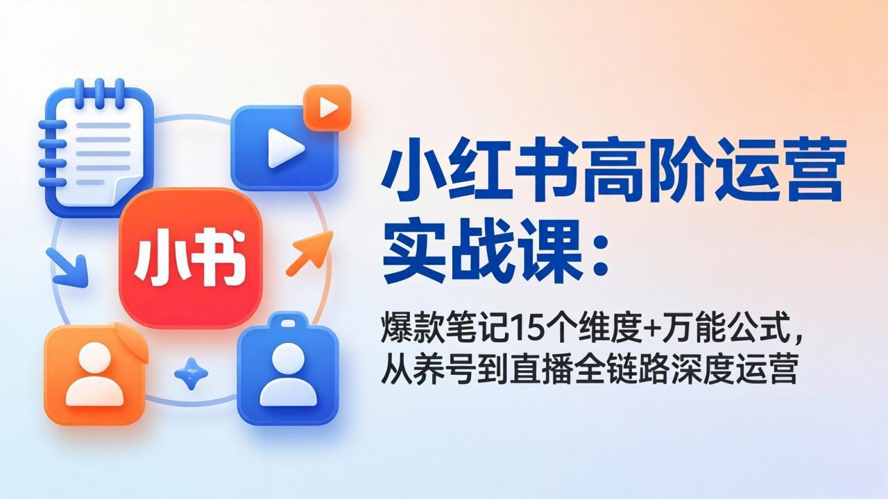 小红书高阶运营实战课:爆款笔记15个维度+万能公式,从养号到直播全链路深度运营-钱途社
