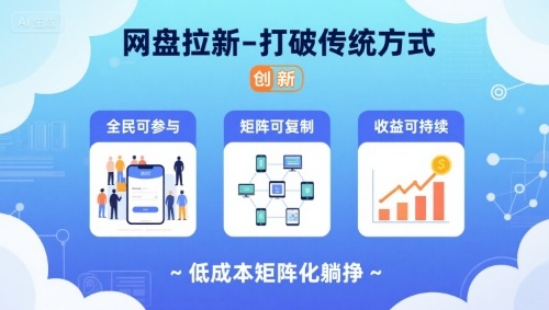 网盘拉新-打破传统方式，低成本矩阵化躺挣，全民可参与、矩阵可复制、收益可持续【揭秘】-钱途社