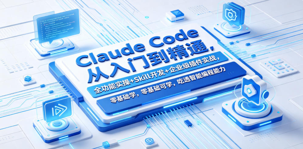 Claude Code从入门到精通，全功能实操+Skill开发+企业级插件实战，零基础可学，吃透智能编程全能力-钱途社