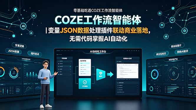 零基础吃透COZE工作流智能体｜变量JSON数据处理插件联动商业落地，无需代码掌握AI自动化-钱途社