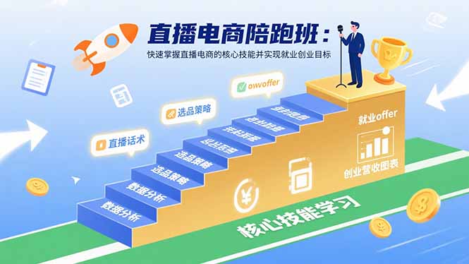 直播电商陪跑班：快速掌握直播电商的核心技能并实现就业/创业目标-钱途社