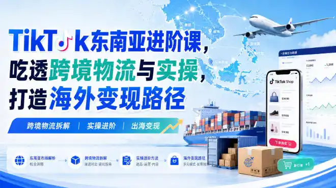 TikTok东南亚进阶课，吃透跨境物流与实操，打造海外变现路径-钱途社