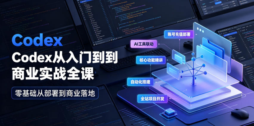 Codex从入门到商业实战全课｜账号充值部署、AI工具联动、核心功能精讲、自动化搭建、全站项目开发零基础教程-钱途社