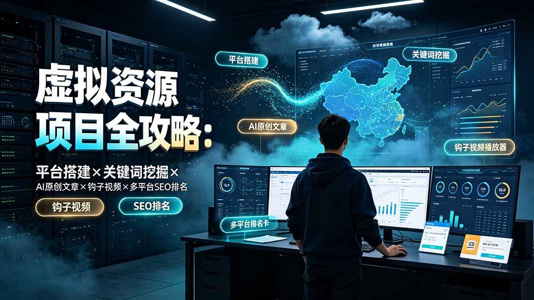 虚拟资源项目全攻略：平台搭建×关键词挖掘×AI原创文章×钩子视频×多平台SEO排名-钱途社