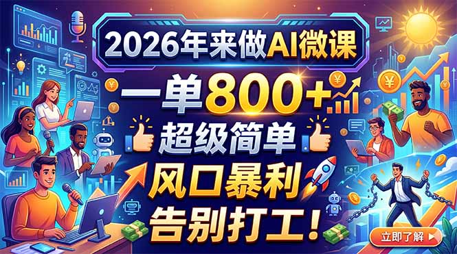 2026年来做AI微课，一单800+，超级简单，风口暴利，告别打工！-钱途社