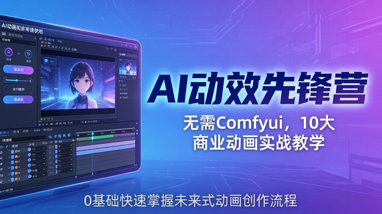AI 动效先锋营：无需Comfyui，10大商业动画实战教学，0基础快速掌握未来式动画创作流程-钱途社