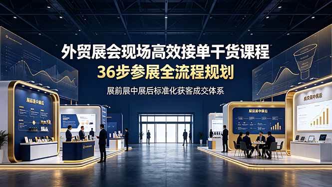 （19157期）外贸展会现场高效接单干货课程，36步参展全流程规划，展前展中展后标准化获客成交体系-钱途社