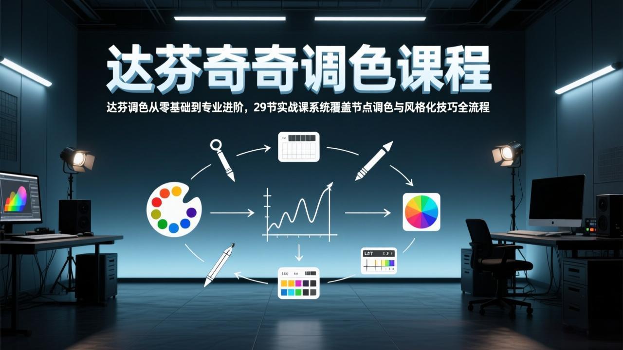 达芬奇调色从零基础到专业进阶，29节实战课系统覆盖节点调色与风格化技巧全流程-钱途社
