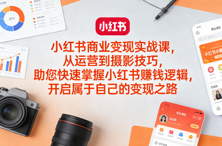 小红书商业变现实战课，从运营到摄影技巧，助您快速掌握小红书賺钱逻辑，开启属于自己的变现之路-钱途社