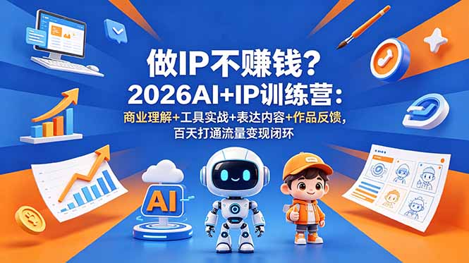 做IP不赚钱？2026AI+IP训练营：商业理解+工具实战+表达内容+作品反馈，百天打通流量变现闭环-钱途社