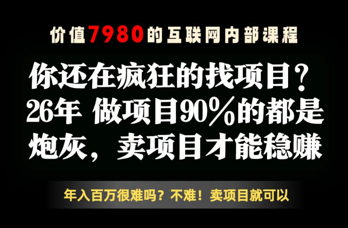26年请不要疯狂的找项目了，卖项目远比你想象的暴利，你也可以月入10W+【揭秘】-钱途社