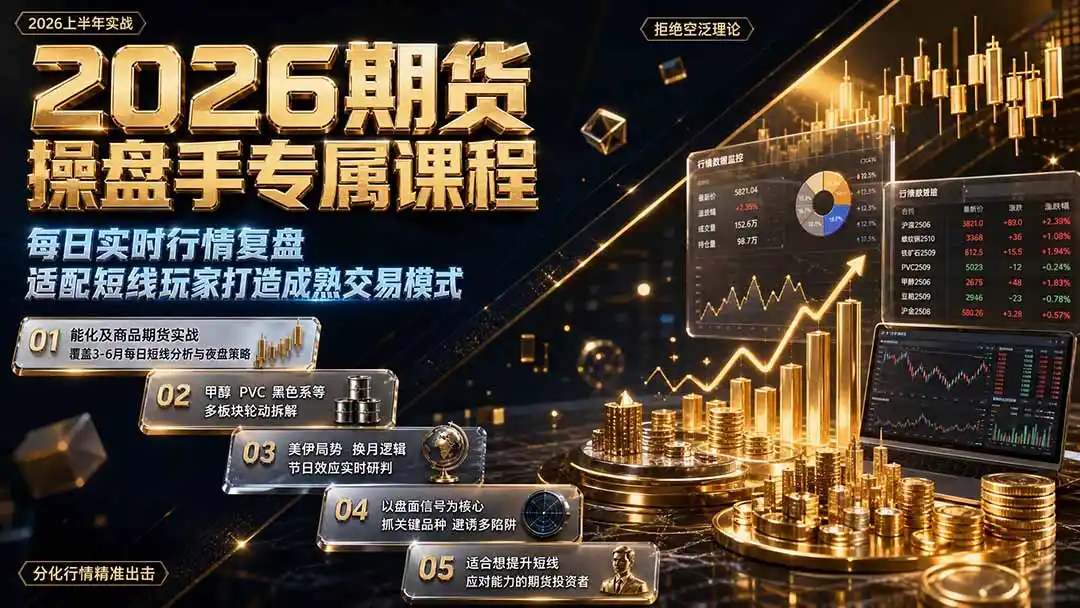 2026期货操盘手专属课程-更新8月，每日实时行情复盘，适配短线玩家打造成熟交易模式-钱途社