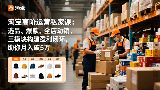 淘宝高阶运营私家课：选品、爆款、全店动销，三模块构建盈利闭环，助你月入破5万(更新12月-钱途社