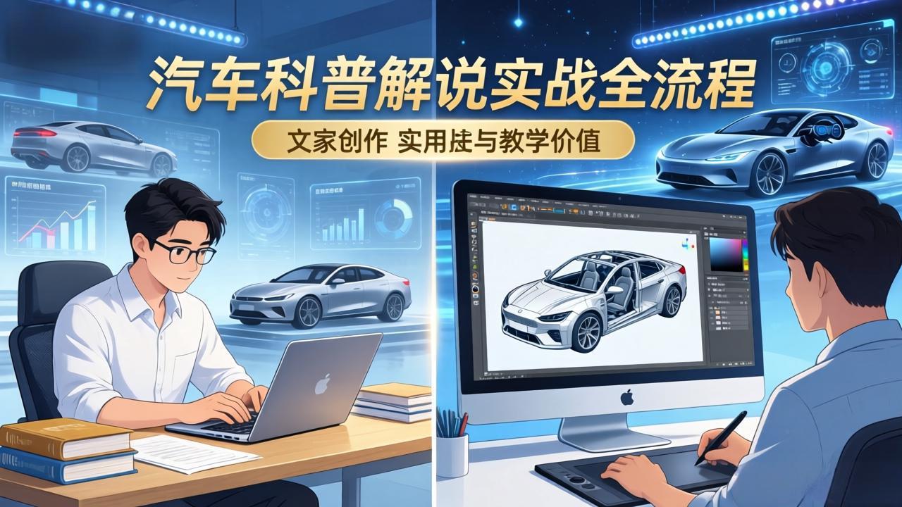 抖音汽车科普解说实战：文案+动画+画面处理+去水印全流程，打造专业汽车科普视频-钱途社