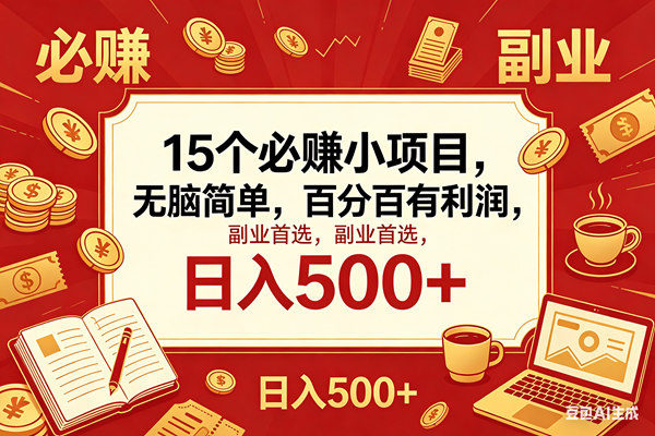 （18390期）15个必赚钱的小项目，百分百赚米，无脑简单，副业首选，日入600+-钱途社