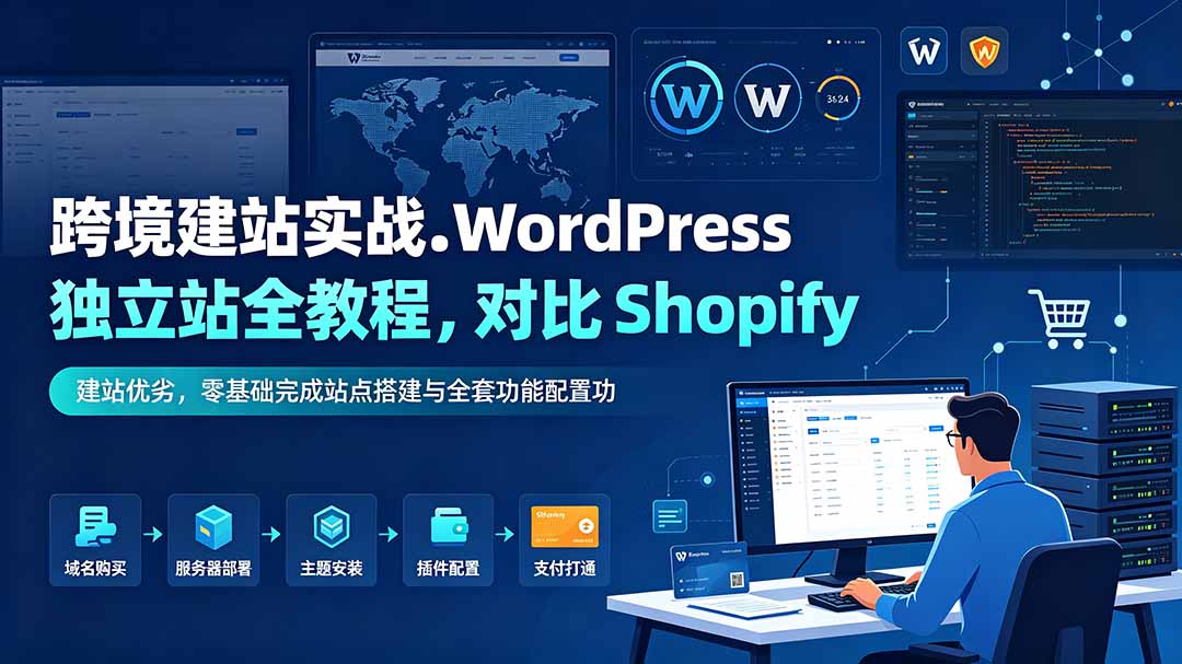 跨境建站实战：WordPress 独立站全教程，对比 Shopify 建站优劣，零基础完成站点搭建与全套功能配置-钱途社