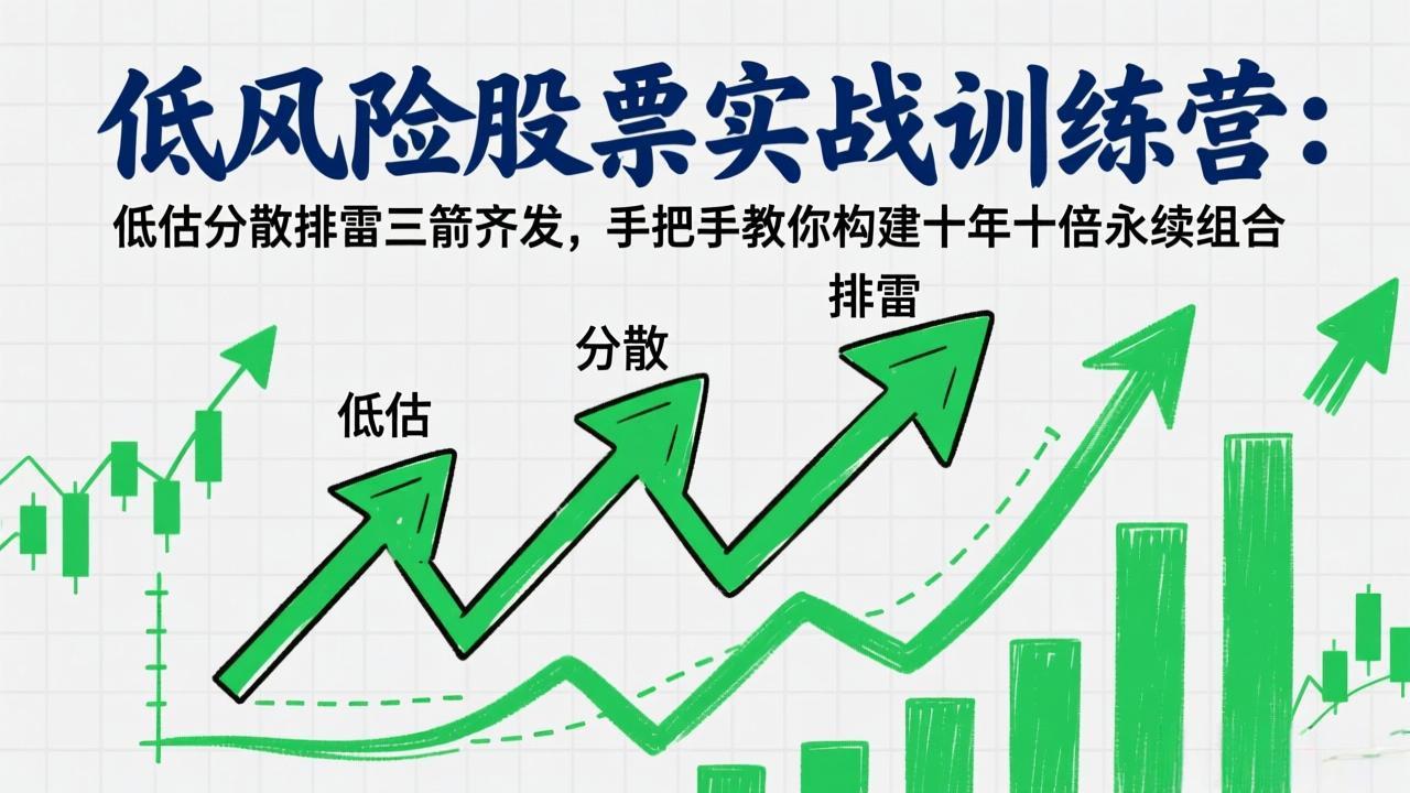 低风险股票实战训练营：低估分散排雷三箭齐发，手把手教你构建十年十倍永续组合-钱途社