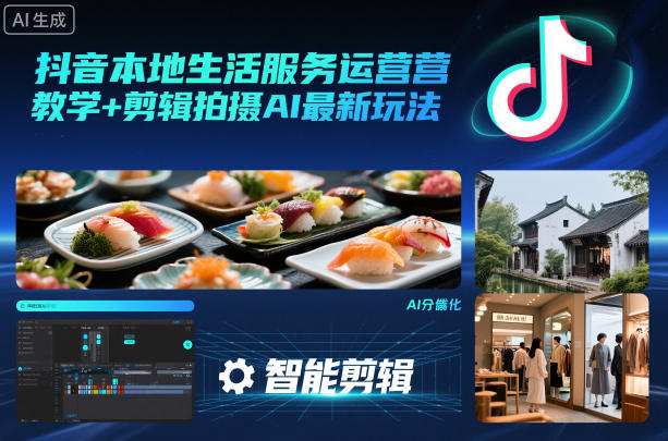 抖音本地生活服务运营教学+剪辑拍摄AI最新玩法-钱途社