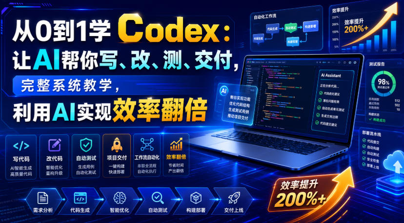 从0到1学Codex：让AI帮你写、改、测、交付，完整系统教学，利用AI实现效率翻倍-钱途社