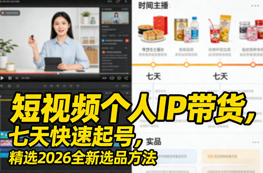 短视频个人IP带货，七天快速起号，精选2026全新选品方法-钱途社