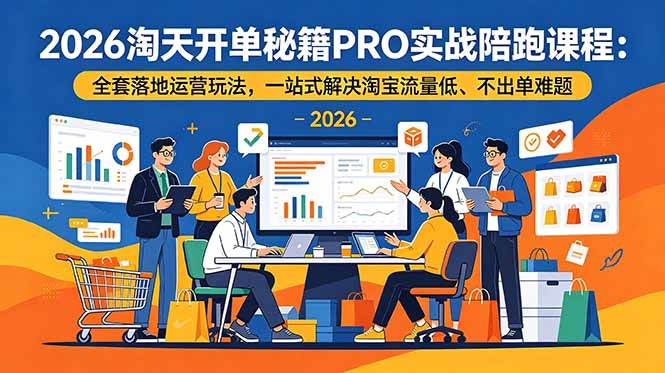 （18844期）2026淘天开单秘籍PRO实战陪跑课程：全套落地运营玩法，一站式解决淘宝流量低、不出单难题-钱途社