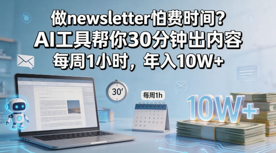 做newsletter怕费时间？AI工具帮你30分钟出内容，每周1小时，年入10W+！【原创双语字幕】-钱途社