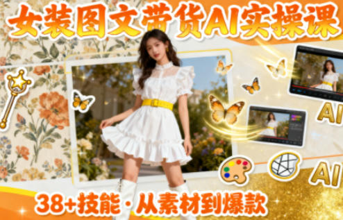 女装图文带货的AI实操课,覆盖38个实用技能,快速提升素材制作效率-钱途社
