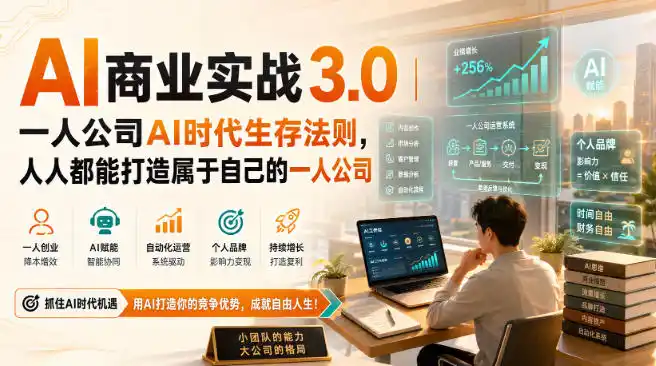 AI商业实战3.0｜一人公司AI时代生存法则，人人都能打造属于自己的一人公司-钱途社