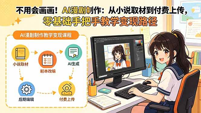 （18439期）不用会画画！AI漫剧制作：从小说取材到付费上传，零基础手把手教学变现路径-钱途社
