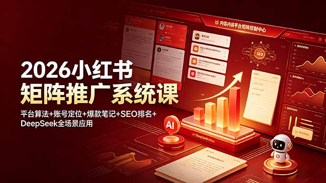 2026小红书矩阵推广系统课：平台算法+账号定位+爆款笔记+SEO排名+DeepSeek全场景应用-钱途社