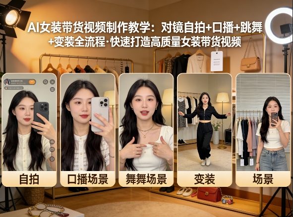 AI女装带货视频制作教学，对镜自拍、口播、跳舞、变装全流程，快速打造高质量女装带货视频-钱途社